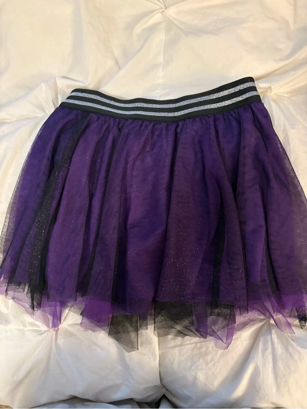 Disney Purple Sparkle Tulle Skirt with Striped Waistband